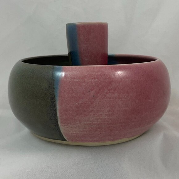 Vintage 1995 Shelton Art Pottery Candlestick, Studio Signed MM, 3” Taper Holder - Picture 4 of 7